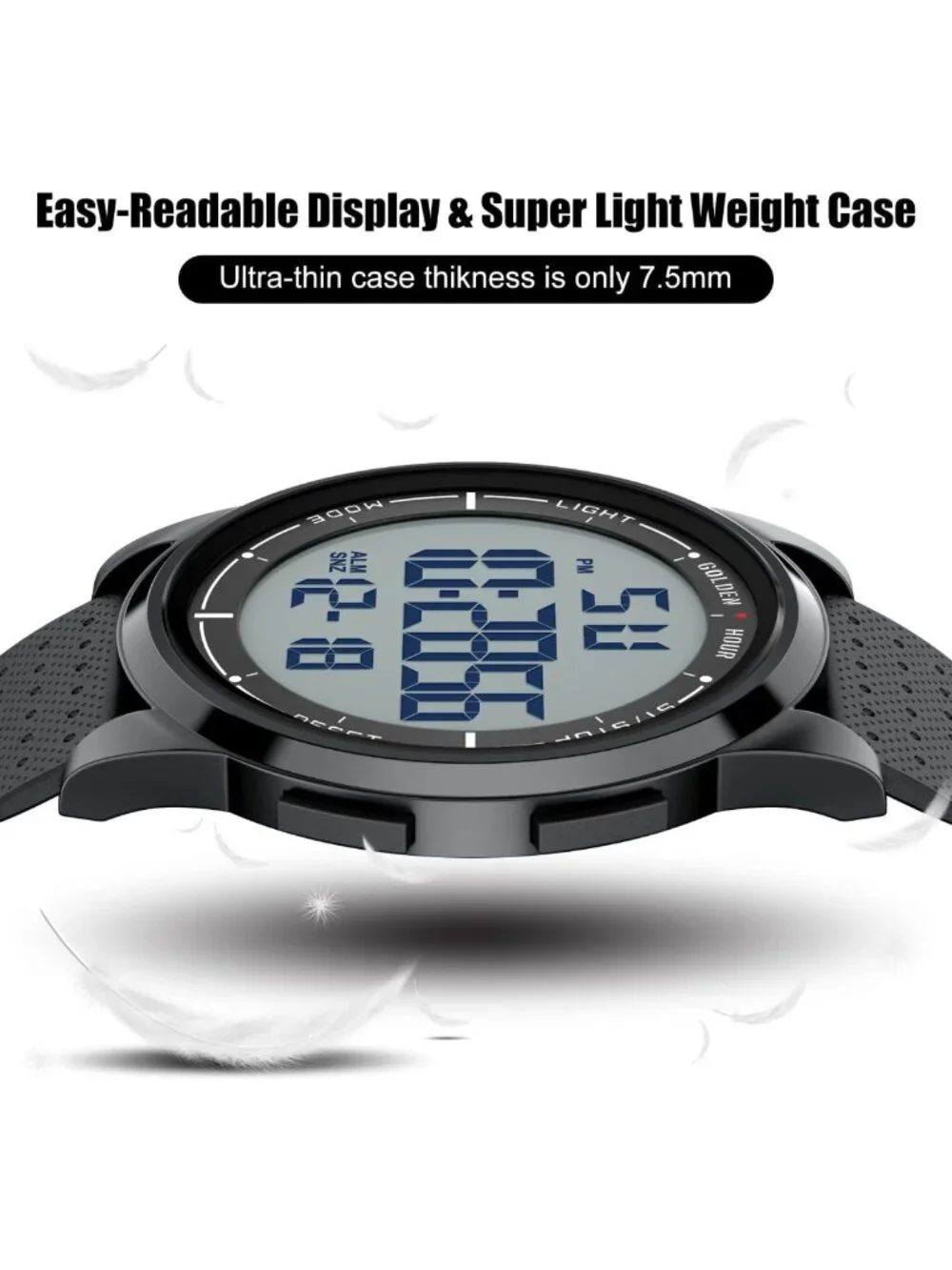 Ultra-Thin Minimalist Waterproof Digital Watch for Men & Women - Rubber Strap